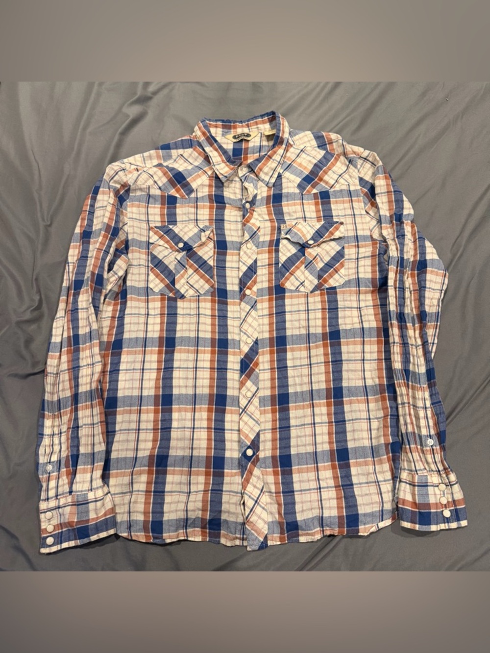 Salt Valley Western Pearl Snap Shirt Mens XL Plaid Lightweight Cotton